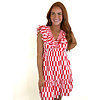 RED MEDLEY RUCHED RUFFLE DRESS