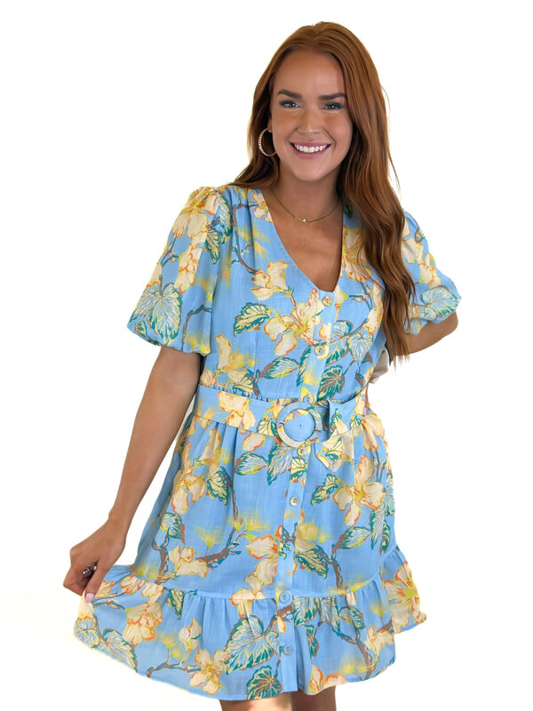 GOLDEN LILLIES BUTTON DRESS