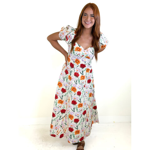 WILDFLOWER FITTED MIDI DRESS