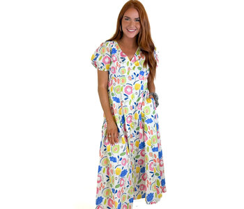 BOLD PRINT BUTTON DOWN MAXI DRESS