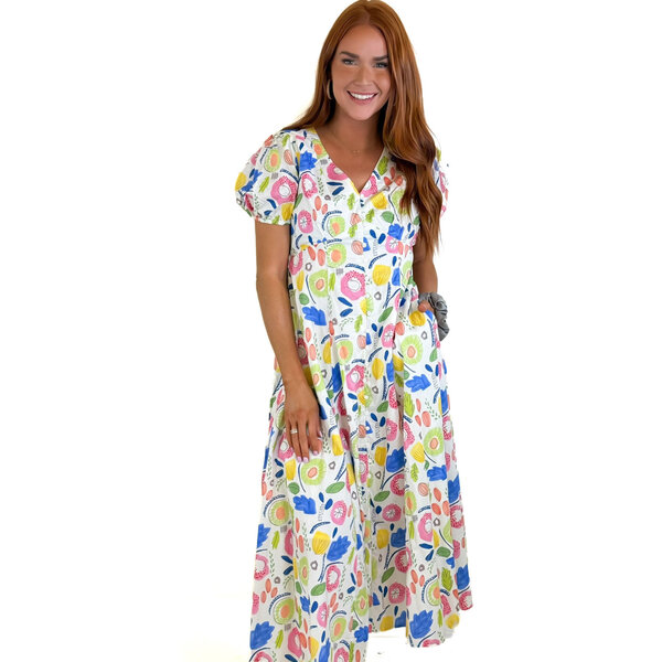 IN LOOM BOLD PRINT BUTTON DOWN MAXI DRESS