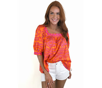 HONOLULU ORANGE  SQUARE NECK TOP