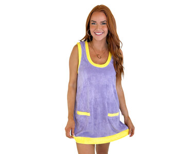 PURPLE/GOLD TERRY DRESS
