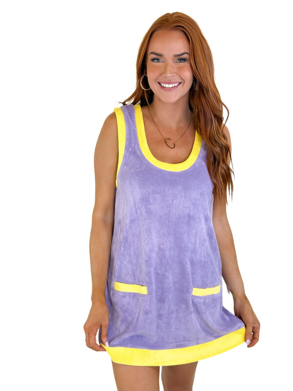 PURPLE/GOLD TERRY DRESS