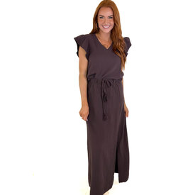  BROWN GAUZE MAXI SKIRT SET