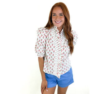DIGITAL FLORAL RUFFLE TOP