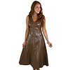 Camel Faux Leather VNeck Midi Dress