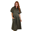 Olive Pleated Bodice Maxi Dress
