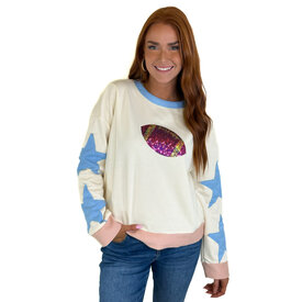  SEQUIN FOOTBALL STAR PATCH TEE