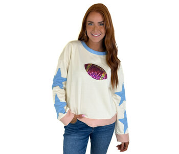 SEQUIN FOOTBALL STAR PATCH TEE