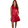 RED FLOUNCED HEM SLVLESS DRESS