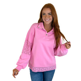  Pink Eyelet Pullover