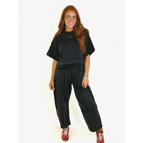 MINERAL WASHED BARRELL PANT SET