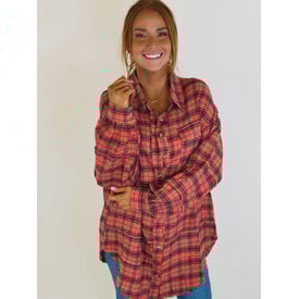  Plaid Distressed Fannel Shirt
