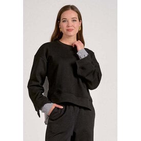  BLACK STRIPE LAYERED SWEATSHIRT
