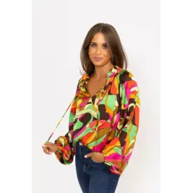 ABSTRACT SATIN VNECK TOP