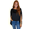 BLACK SATIN BOAT NECK  TOP