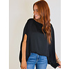 BLACK SATIN BOAT NECK  TOP