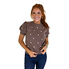 MOCHA PUFFED POLKA DOT SWEATER