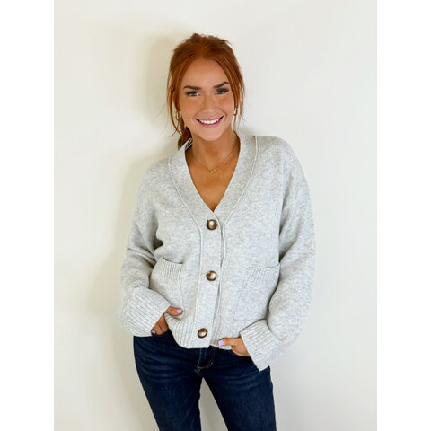 GREY 3 BUTTON SWEATER CARDI
