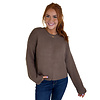 BROWN CREWNECK LOOSE FIT SWEATER