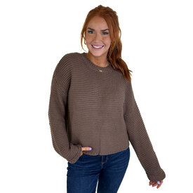  BROWN CREWNECK LOOSE FIT SWEATER