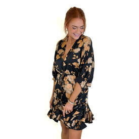  VNECK SATIN TIE FRONT DRESS