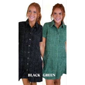  PLEATED HEM TWEED DRESS