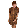 BROWN LEOPARD FRONT ZIP DRESS