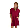 WINE FRONT ZIP DARTS DRESS