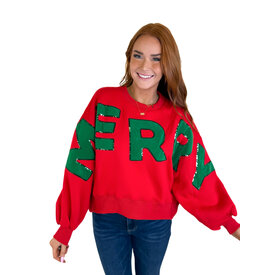  GREEN/RED MERRY SWEATSHIRT