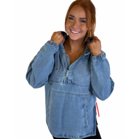 BLUE AGE LIGHT WASH DENIM HOODIE