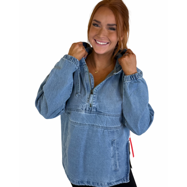 BLUE AGE LIGHT WASH DENIM HOODIE