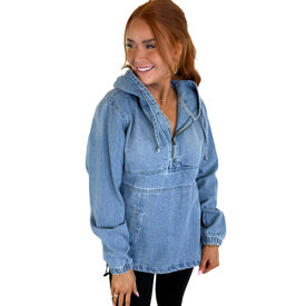  LIGHT WASH DENIM HOODIE