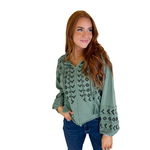GILY TOP - SLATE GREEN