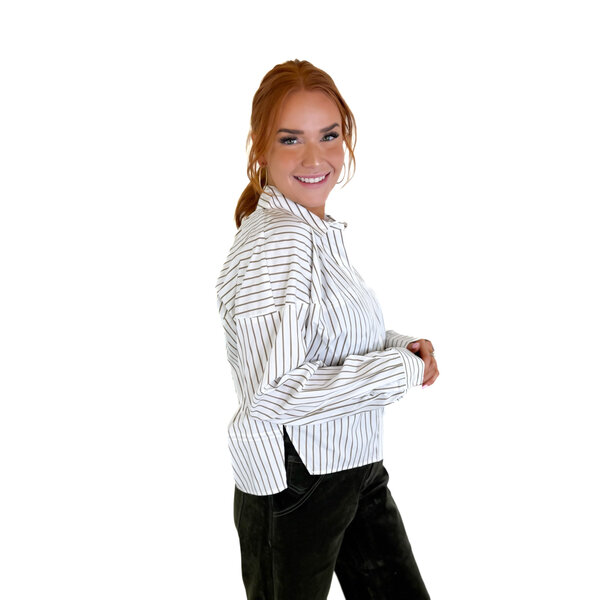 JIJI CREAM/ BROWN STRIPE TOP