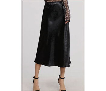 MIDI LENGTH BLACK SATIN SKIRT