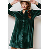 EMERALD VELVET BUTTON DOWN DRESS