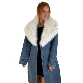  DENIM COAT W/ REMOVEABLE FUR COLLAR