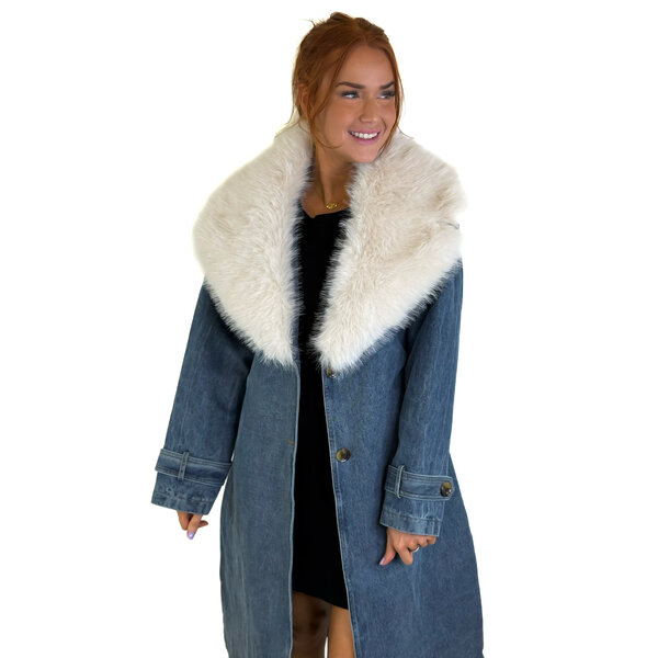  DENIM COAT W/ REMOVEABLE FUR COLLAR