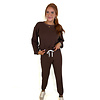 BROWN WAFFLE KNIT SET W/ STRIPE