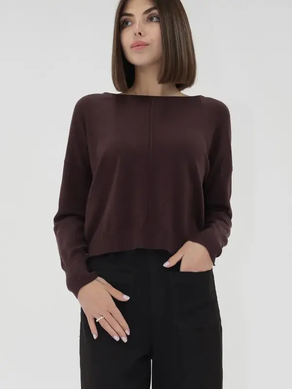 PEMA CREW SWEATER - DARK FIG