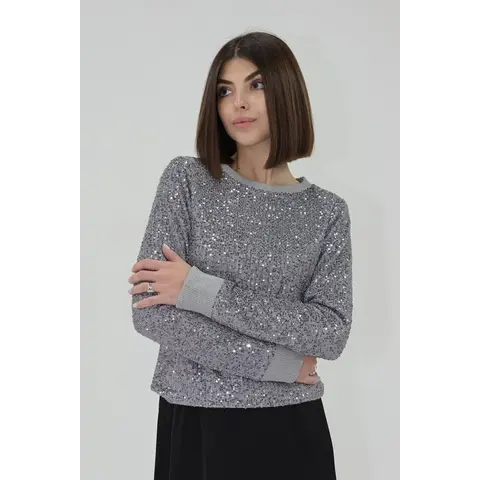 NESSA SEQUIN TOP - SILVER