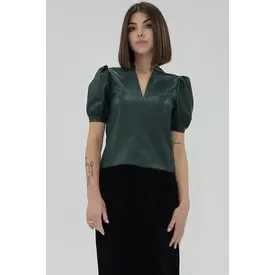  KALIA FAUX LEATHER TOP - RAINFOREST
