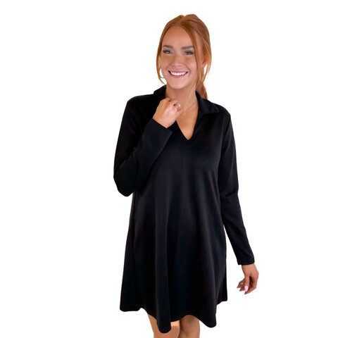 BLACK COLLAR MODAL DRESS
