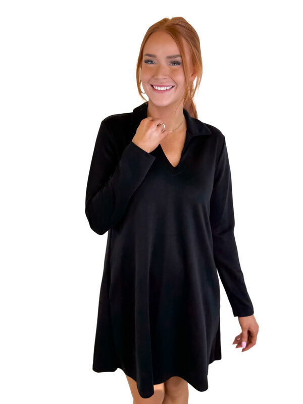 BLACK COLLAR MODAL DRESS