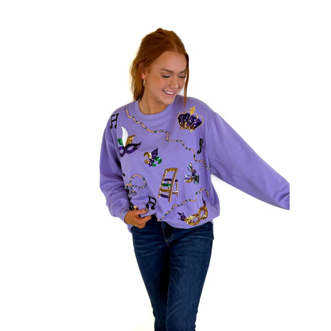 Sarah Sweatshirt- Mardi Gras Icons