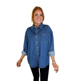  Washed Button Up Denim Shirt