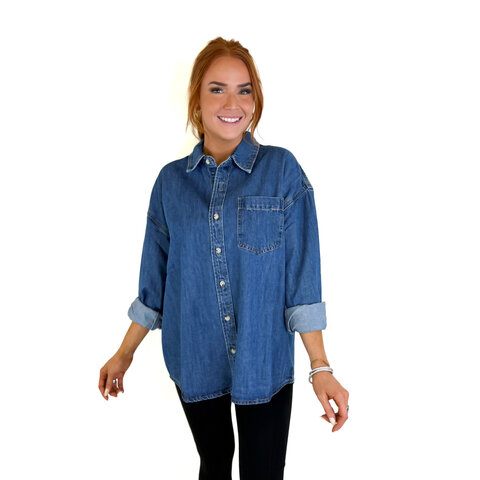 Washed Button Up Denim Shirt