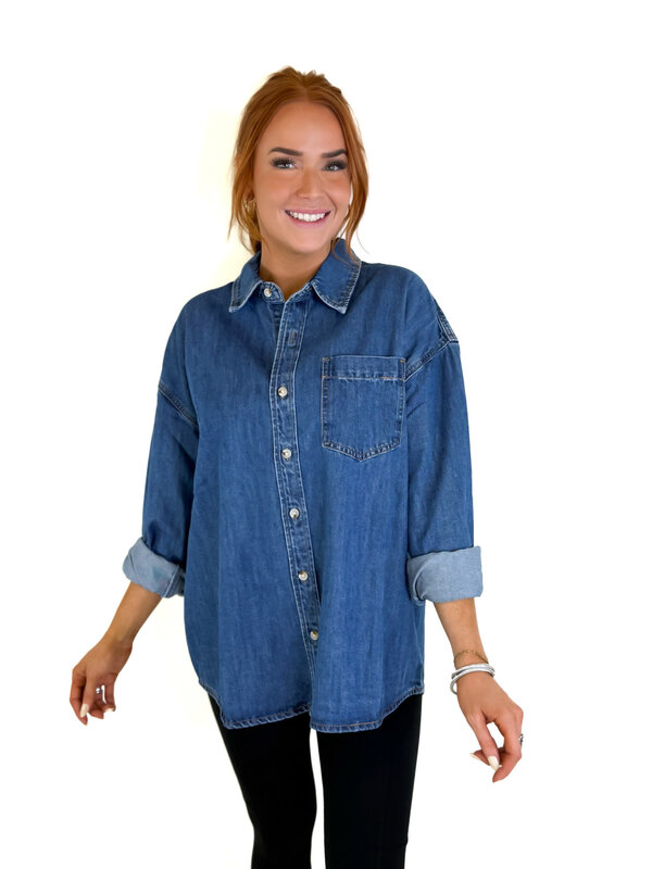 Washed Button Up Denim Shirt